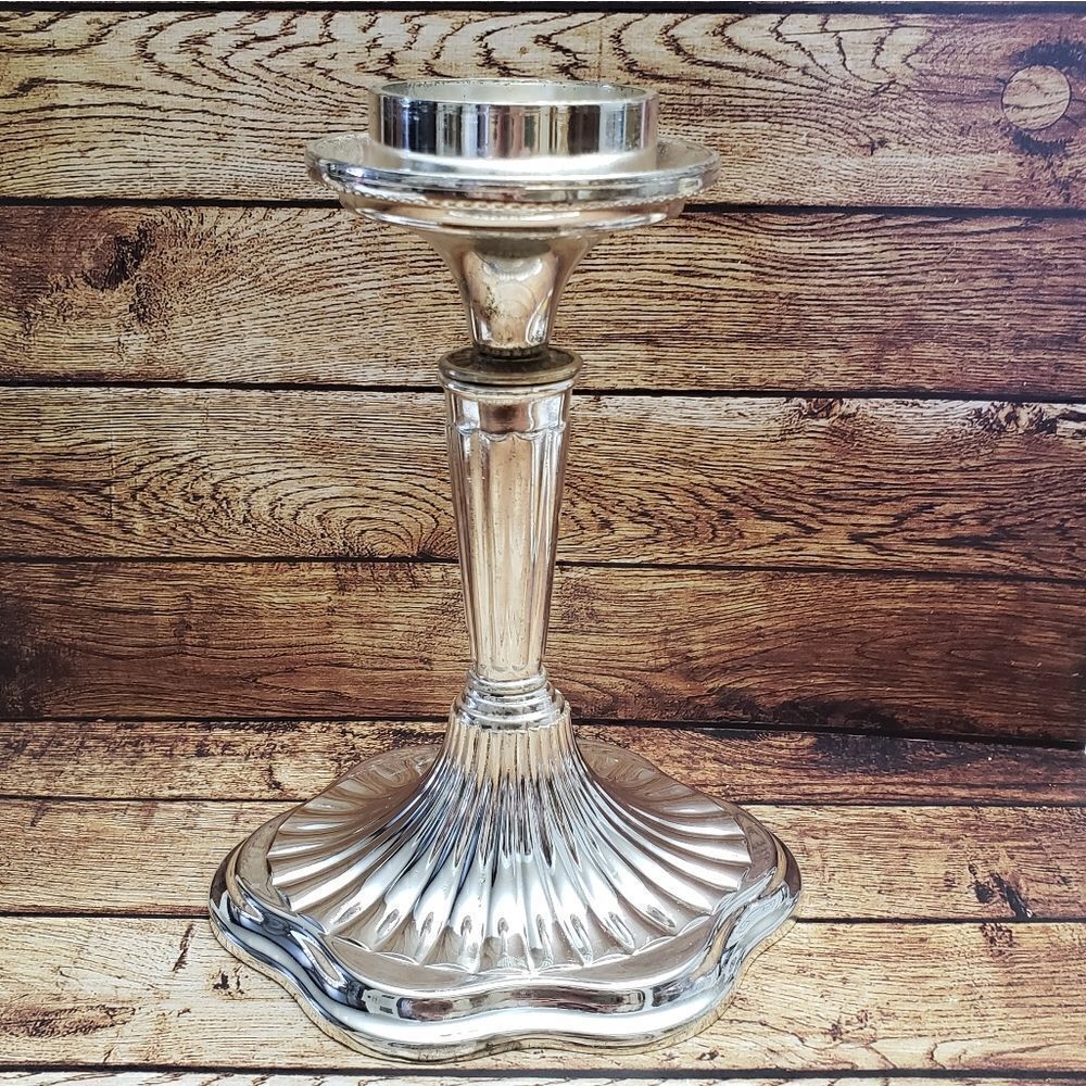 VINTAGE E.P. ZINC Silver-plated Candlestick Candle Holder Made in England